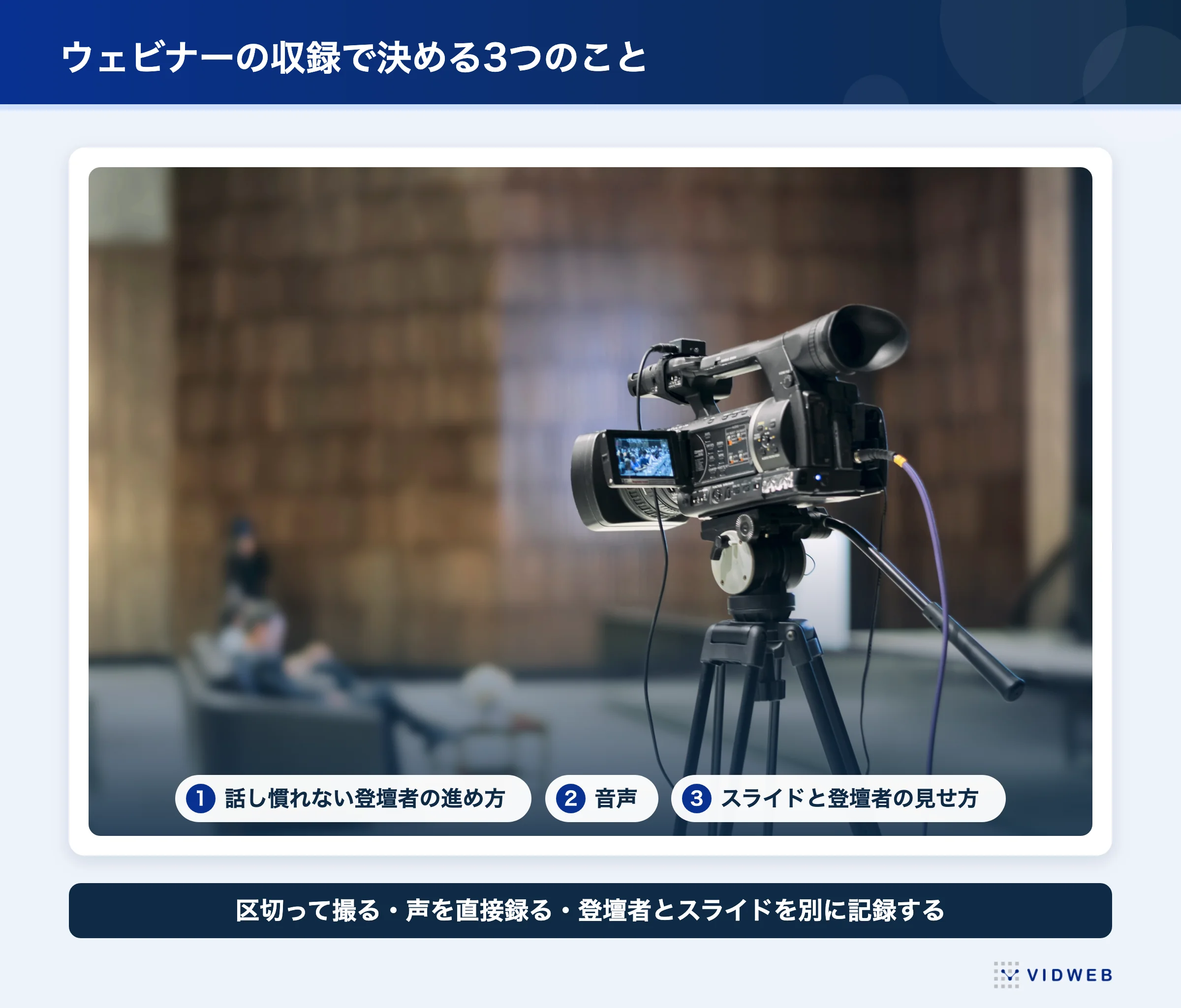 図3 ウェビナーの収録で決めること(写真はイメージです)